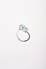 Anillo Aguamarina Corte Pera Doble