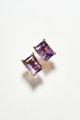 Aretes Amatista Corte Esmeralda Oro Amarillo