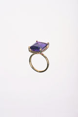 Anillo Amatista Oro Amarillo Corte Esmeralda