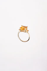 Anillo Citrina Con Zafiro Naranja Oro Amarillo