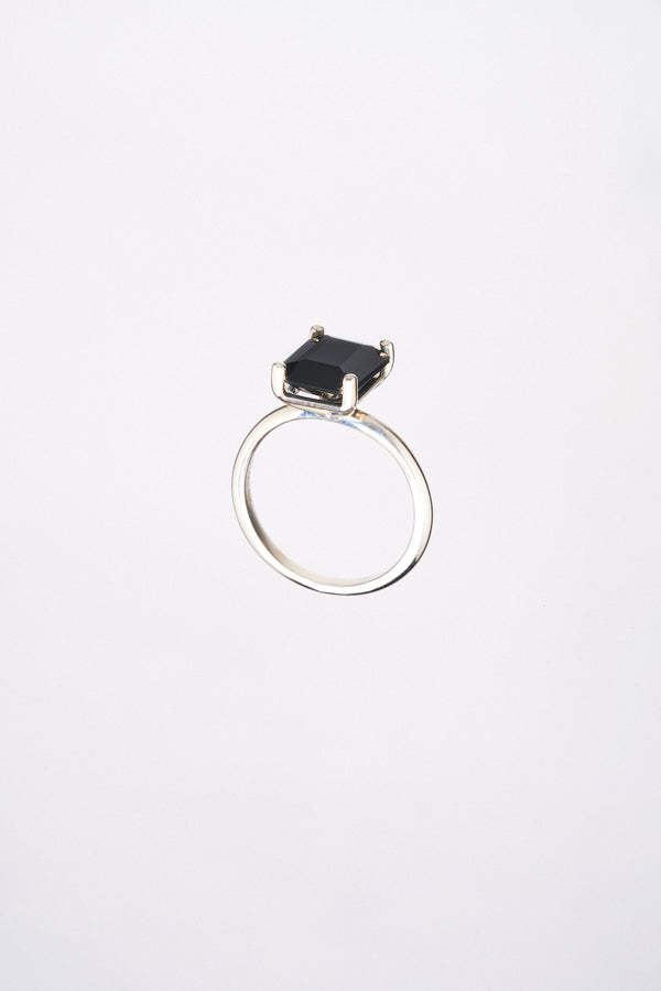 Anillo Onix Corte Esmeralda Plata