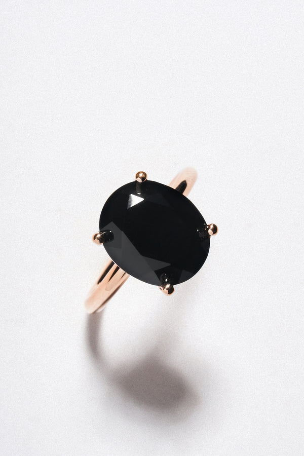 Anillo Onix Corte Ovalo Oro Rosa