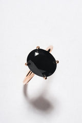 Anillo Onix Corte Ovalo Oro Rosa