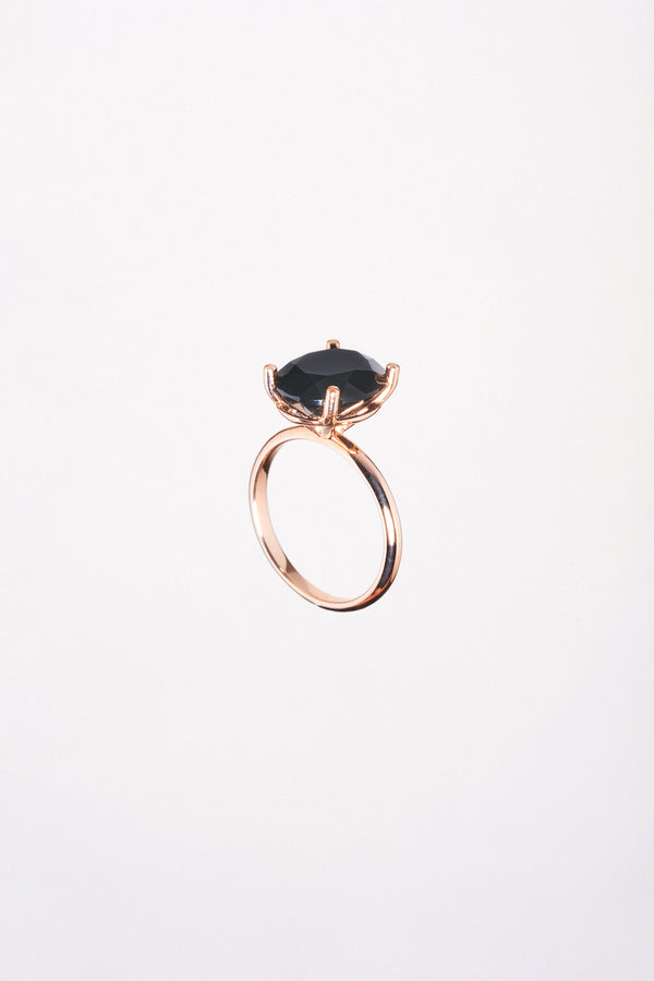 Anillo Onix Corte Ovalo Oro Rosa