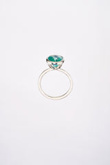 Anillo Topacio Misticio Corte Ovalado Bisel Oro Blanco