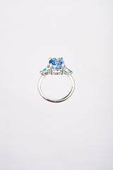 Anillo Topacio Corte Ovalado Mistico Con Apatitas Oro Blanco