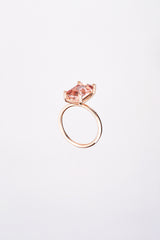 Anillo Turmalina Rosa Corte Esmeralda Oro Rosa